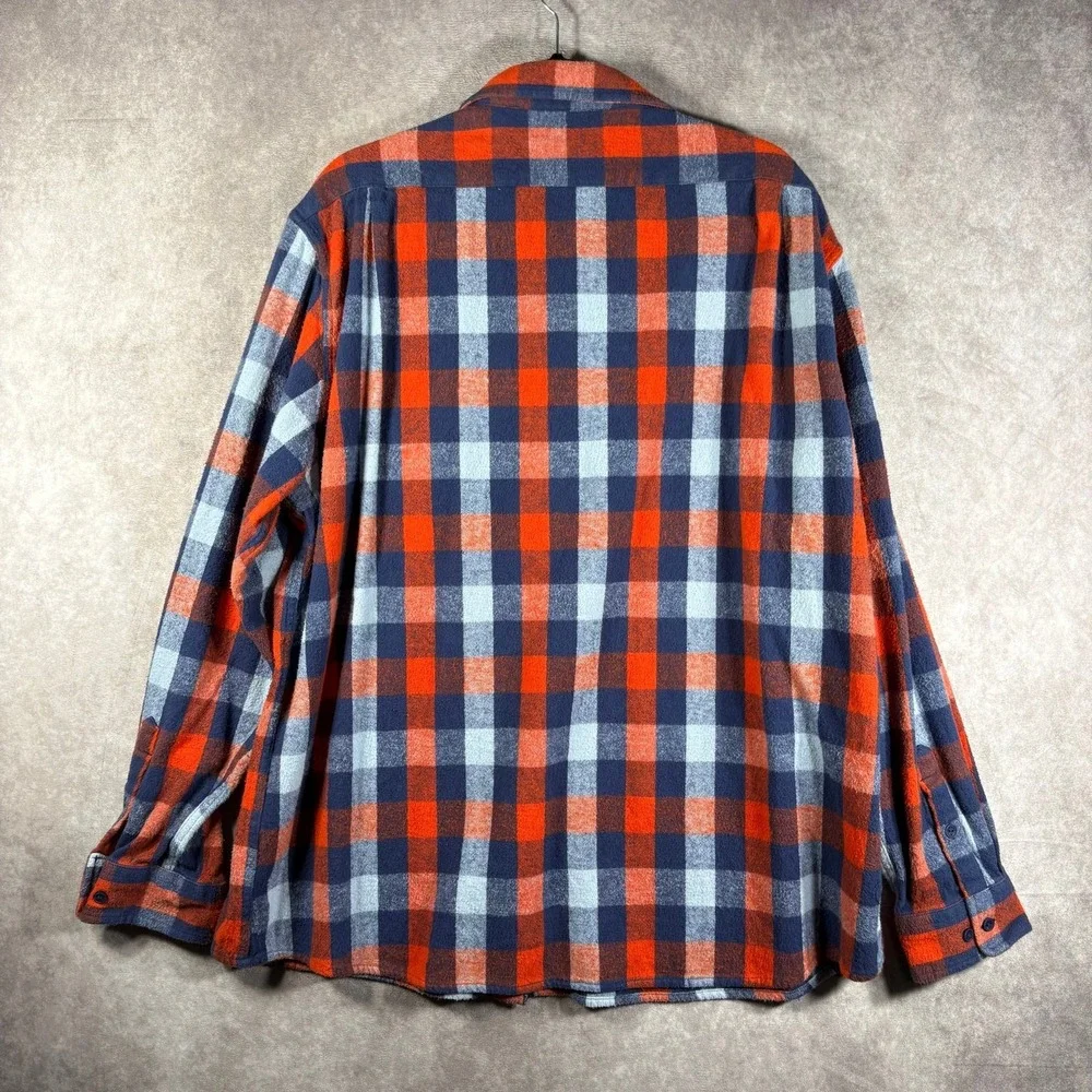 The Normal Brand Flannel Shirt Mens Size 2XL Blue Orange Plaid Button‎ Up Casual